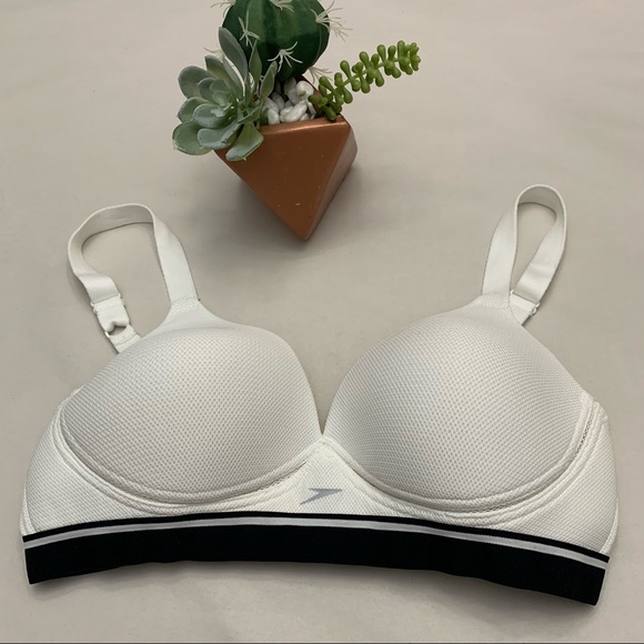 NWOT- Speedo Sports Bra Wide Band Full Support Comfy White Blue 36C - Picture 4 of 8